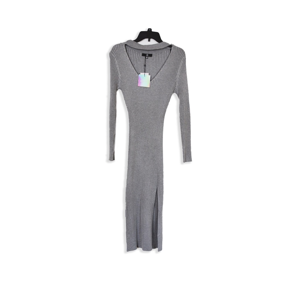Missguided Long sleeve Gray fitted sweater dress